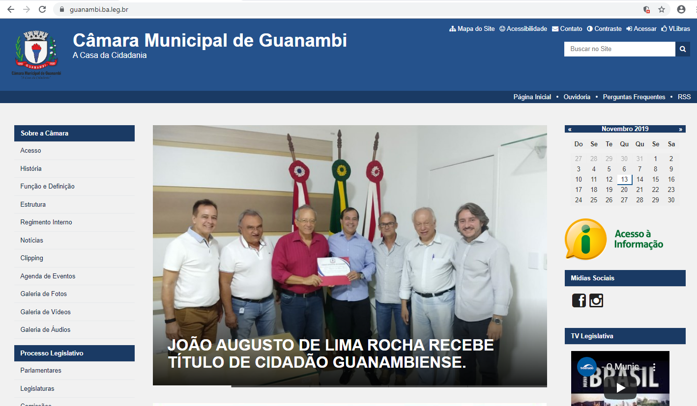 A MESA DIRETORA DA CÂMARA MUNICIPAL DE GUANAMBI, VEM PROMOVENDO MELHORIAS NO SITE INSTITUCIONAL.